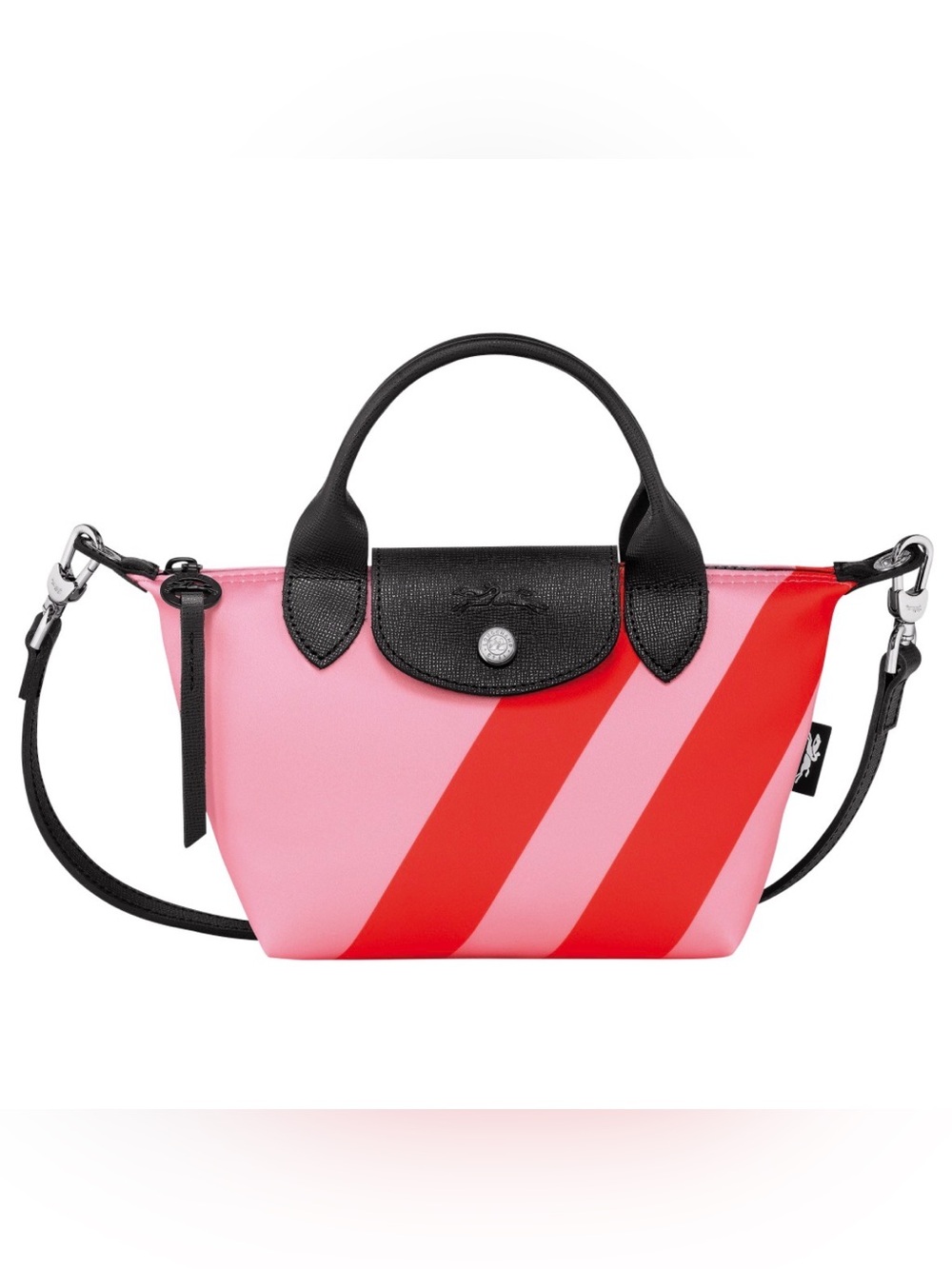 Longchamp Pink and Red Mini Le Pliage Top-Handle Crossbody